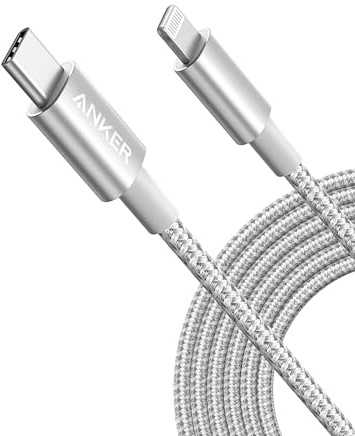 Anker New Nylon USB C to Lightning Cable, Apple MFi Certified for iPhone 14 Series, and More (10FT,Sliver)