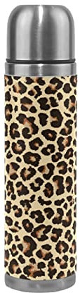 Jumbear Thermoskanne aus Edelstahl mit Leopardenmuster, 500 ml, Braun