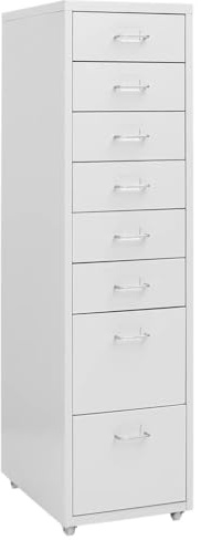 vidaXL Aktenschrank mit Rollen Rollcontainer Bürocontainer Schubladenschrank Büroschrank Metallschrank Schrank Grau 28x41x109cm Metall