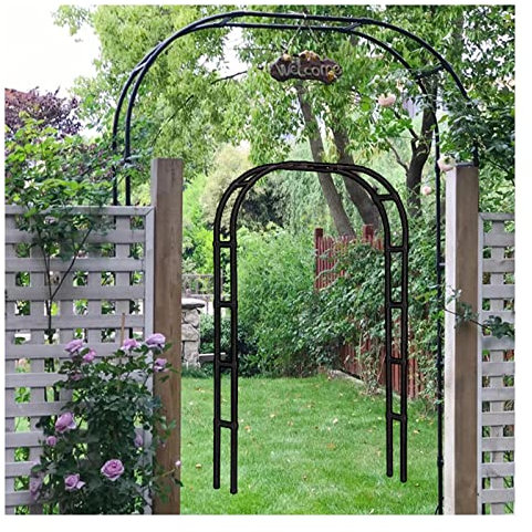 SHUITUKOUU Klettergerüst Für Pflanzen,Ranksäule Witterungsbeständig,Metall Tischbogen Verschiedene Kletterpflanze Hochzeit Gartenbogen Brautparty Dekoration Laube,Schwarz,2.6 * 2.4m(8.53 * 7.87ft)