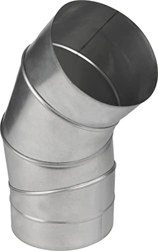 Fumio Ofenrohr Rohrbogen 90° 45° Drosselklappe Ø100mm 0,5mm FAL feueraluminiert rostfrei verzinkt (Rohrbogen 45°)