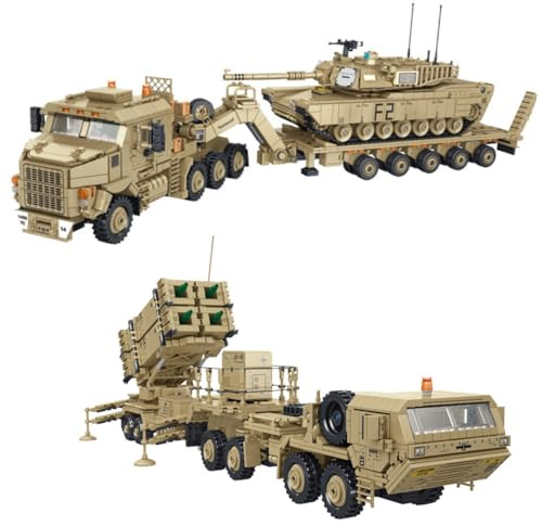 Auforua Technik Militär LKW 2-IN-1 Bausteine Bausatz, 6048 Teile Klemmbausteine Militärfahrzeuge Set, Technik LKW mit Panzer