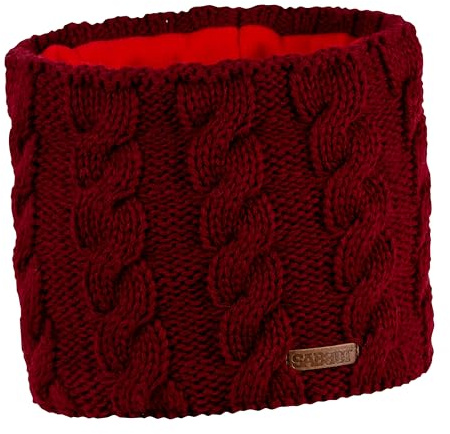 SABBOT Damen loop schal, Warme Winter Scarf Mit Fleece-Futter, Gestrickter Schal, Geschenk für Frauen (Burgunderrot)