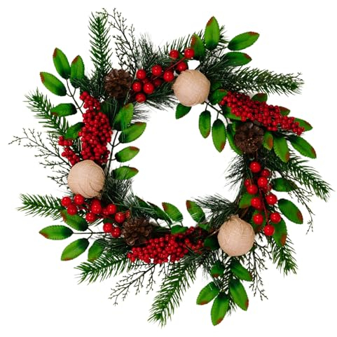 Herbstkranz, Weihnachts-Tannenzapfen-Kranz, dekorativer Herbstkranz mit Tannenzapfen, Haustürdekoration für draußen, Fenster, Wand, Hochzeit