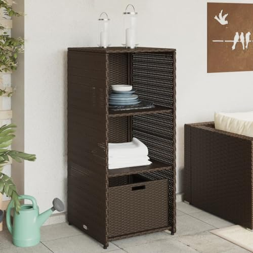 Chaduof Gartenschrank Braun 50x55x115 cm Poly Rattan, Geräteschuppen, Gerätehaus, Wetterfest, Outdoor Schrank, Gartenhausschränke, Terrassenschrank - 365548