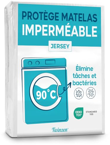 Twinzen - Protector colchon 105x190 - Cubre Colchon Impermeable | Certificado OEKO-TEX · Tipo Sábana Bajera · Lavable a 90 °C · Funda Transpirable · Hasta 27cm · Protector cama