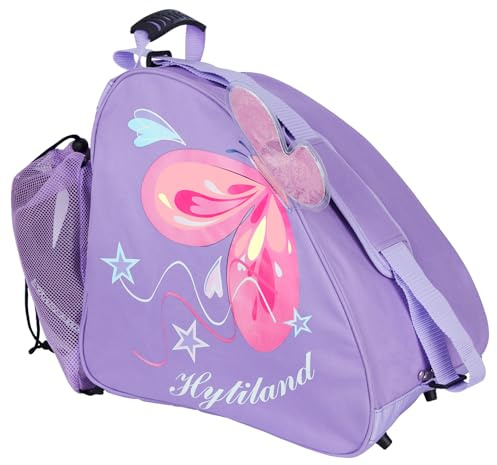 Hytiland Roller Skate Bag - Cartoon Style, Wing Design, Ice & Inline Skate Carry Bag, Removable Mesh Pocket, Purple Butterfly