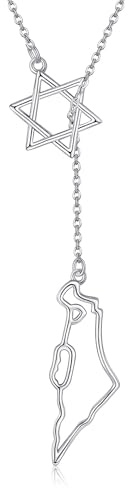 CUPENDA Israel halsband sterlingsilver Davidsstjärna och Israel kort hänge kedja judiska smycken gåvor för kvinnor, Sterlingsilver, Ingen ädelsten