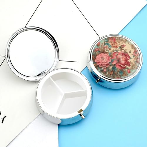 Pillendose, Pillendose für Damen, wöchentlicher Pillen-Organizer mit 3 Fächern, schöne Malerei, kleine Pillendose, tragbare Vitaminhalter, Boxen für Reisen, Medizin Organizer