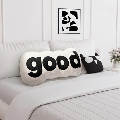 Johnear Good Alphabet Rückenlehnenkissen,Plüsch Buchstaben Kissen,Rückenkissen Bett,Lesekissen für Bett, Rückenlehne Bett Kissen,Ideal zum Lesen,Fernsehen,Faulenzen oder als Rückenstütze (Weiß)