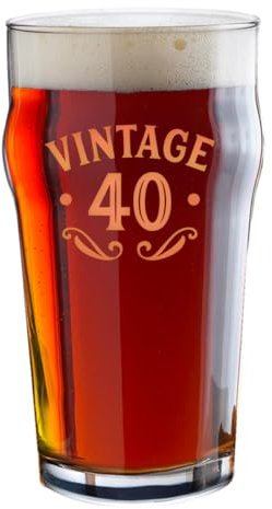 40th Birthday Beer Glass Gift for Men and Women Funny Gift Printed Tankard Beer Mug Age 40 Year Old Gift Idea Keepsake Happy Birthday - 570ml