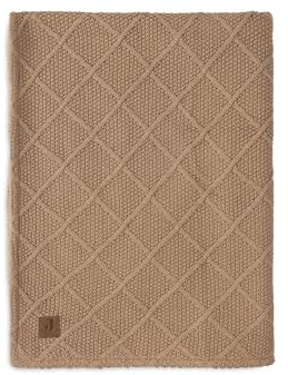 Jollein Babydecke Check Knit, Biscuit - Teddy Fleece - 75x100cm - 60% Baumwolle, 40% Acryl, Innenseite 100% Polyester - Für Babywiege - 2.0 TOG - Oeko-TEX Zertifiziert - Strickmuster