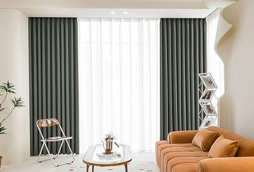 Bishilin Verdunklungsvorhänge mit Ösen 86x138CM, Gardinen Blickdicht 2er Set Modern Einfach mit Textur Dunkelgrau Vorhänge Verdunkelnd Schlafzimmer Kinderzimmer Jugendzimmer