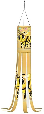 Cute Cartoon Bee Print 40 Inch with Light Halloween Ghost Wind Socks, Windsock Flag,for Yard Garden Hanging