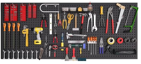 Panneaux perforés, Supports de Rangement d'outils pour Panneau perforé, Panneaux muraux en métal perforé, Organisateur Mural pour Bureau à Domicile, Salle d'artisanat, Cuisine, Garage, ateli
