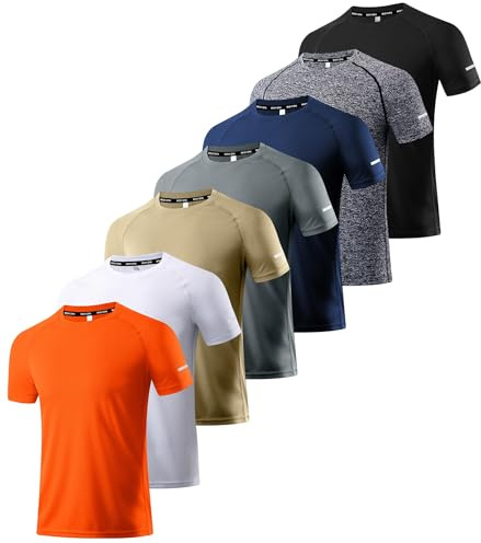 Boyzn 1, 3, 5 or 7er Pack Sport Tshirts Herren Kurzarm T-Shirts Funktionsshirt Laufshirt Schnelltrocknend Atmungsaktive Sport Shirt Sommer Fitnessshirt Trainingsshirt für Running Workout Bodybuilding