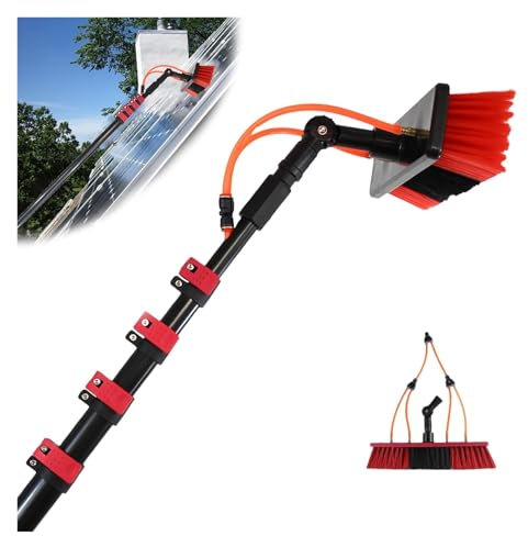 Limpieza Paneles solares Kit Limpia Placas Solares Poste de limpieza de ventanas con cabezal de cepillo ajustable, herramienta limpiadora de ventanas extensible, cepillo de limpieza de paneles solares