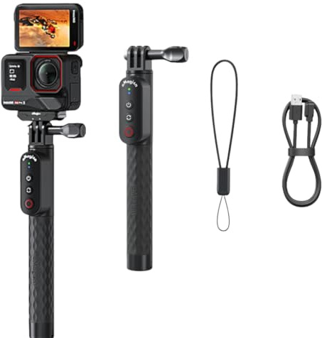 Perche à selfie avec télécommande Bluetooth pour appareil photo de sport Insta360 et Hero Series Android et iOS Smartphones étanche jusqu'à 10 m 96 h Longue durée de vie de la batterie Support