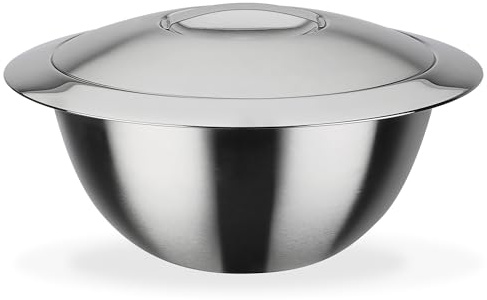 GSW Servier-Thermoschüssel – hochwertige Servierschüssel mit Deckel, 7 Liter Volumen, doppelwandige Isolierung warm und kalt – 31cm Durchmesser, Edelstahl, Silber