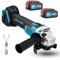 Cordless Angle Grinder for Makita 18V Battery, 125mm Power Angle Grinder Tools with 2X 5.5Ah Batteries, 7500RPM Brushless Motor Metal, 1/2'' Cutting Wheels, Flap Disc for Cutting