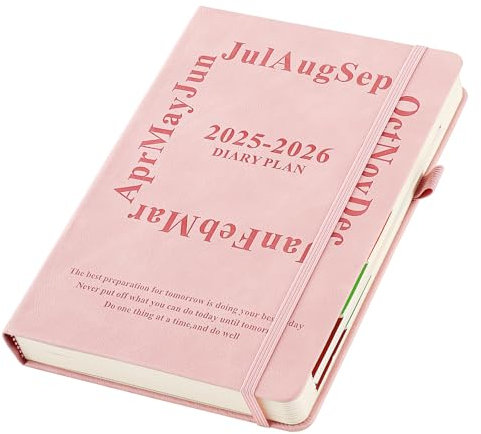 Akademischer Terminplaner 2025 2026, Seite pro Tag, A5, Jahresplaner, Organizer, Tagebuch 2025/26 Tage pro Seite, Tages- und Monatsplaner von Juli 2025 bis Juni 2026, Rosa