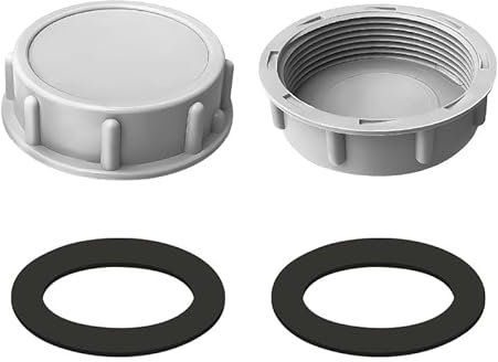 2 Pack 54mm Plastic Pipe End Caps - Grey Female Threaded Blanking Plugs for Kitchen/Bath/Laundry Waste Pipes, Leak-Proof Drain Seal