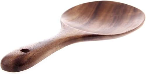 Japanese-Style Wooden Rice Paddle - Food-Safe Teak Scooper for Sushi, Stir-Fries and Potato Salads | Anti-Stick Kitchen Utensil Set (6 Inch)