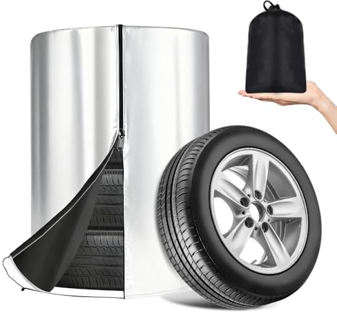 Huucozn Funda para Neumáticos de Coche, Cubierta de Neumático 18-22 Pulgadas, Impermeable Protector de Ruedas de Coche con Cremallera para Invierno y Exterior, Bolsa Oxford 210D para 4 Neumáticos