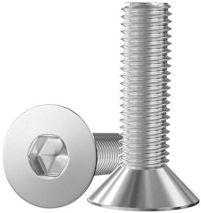 GUEEYUAW 30 Pièces Tête Fraisée M6 x 20 mm, Vis à Tête à Six Pans Creux, 304 Acier Inoxydable A2 V2A DIN 7991