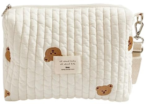 Sac pour poussette - Organisateur de couches en coton - Sac à fermeture éclair - Porte-monnaie brodé - Porte-biberon - Sac pour canne à tétine - Housse de voyage - Accessoire de maternelle léger