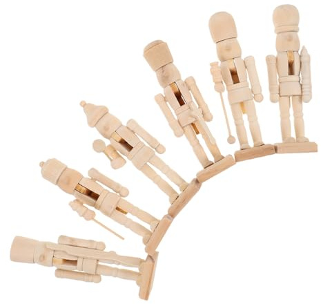 FUNOMOCYA 6pièces Casse-noisette Bois Brut Décoration Noël DIY Figurine à Peindre Soldat de Noël Bricolage Bois Casse-noisette Vierge Décoration Maison Bureau