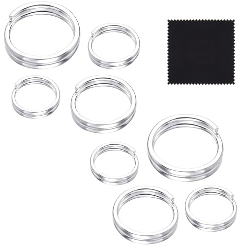 simarro 8 Stück Kleine Biegeringe Silber, 925 Binderinge mit Doppelschlaufen Silber Sprungringe Kleine Metallringe Verbindungsstücke für Schmuckherstellung Ketten Halskette Sprung Ring (4/5/6/8mm)