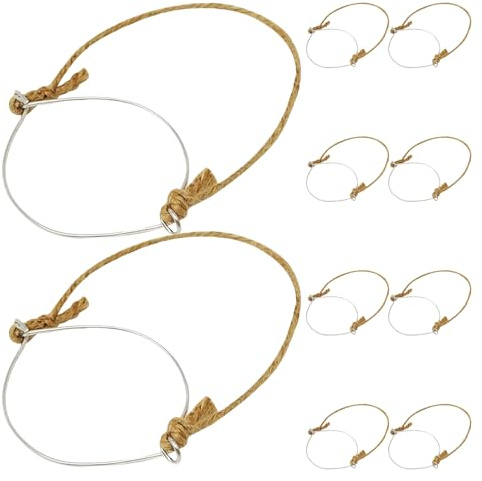 DIYEAH 10 Piezas Asas de Alambre Inoxidable para Tarros Mason con Asa de Arpillera Rústica para Colgar Lámparas Solares y Decoración Exterior Compatibles con Tarros de Boca Ancha