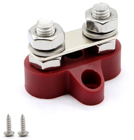 Opatiny Batterie-Stromverteiler-Klemmleiste mit M8-Doppelbolzen für 12V-48V DC-Sammelschiene, schwarz oder rot