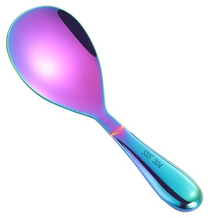 Cucchiaio da portata in acciaio inox, paletta per riso con riso e servire, realizzato in acciaio inossidabile, è resistente e durevole è lavabile in lavastoviglie (D)