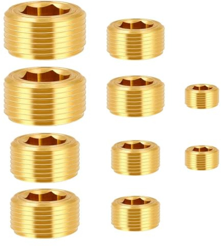 Wodsty Assortimento di raccordi in ottone con filettatura maschio NPT per impianti idraulici e pneumatici, 10 pezzi, in scatola di plastica