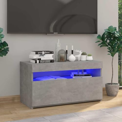 Generico Mobile Porta TV con Luci LED Grigio Cemento 75x35x40 cm,Mobili,Mobili TV-804399