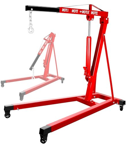 Klappbarer Motorheber, 3 Tonnen, robuste Stahllegierung, Kirschpflücker, Motorkran, 8 Tonnen, Hydraulikpumpe, Motorladen, Kran, Hebebühne mit 4 Rollen, Motorheber für Autoreparatur, Garage, Werkstatt