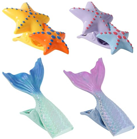 QKURT 4 Stück Strandhandtuchklammern, Sonnenliegen-Reiseklammern, Winddichte Kunststoff Klammern, Kunststoff Strandtuch Klammern, Wäscheklammern Groß für Sonnenliegen, Bettwäsche, Teppich, Kleidung