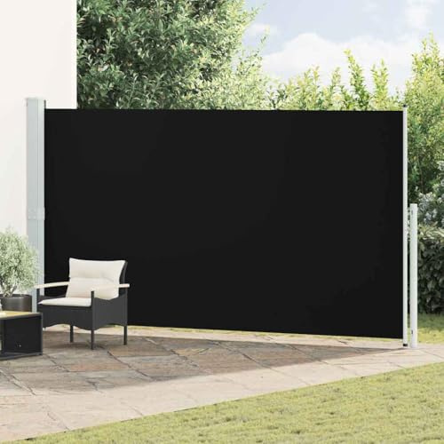 Mokuyary - Toldo lateral retráctil para patio (200 x 500 cm, color negro, persiana lateral, biombo exterior, protección contra el sol o el viento, para jardín, balcón y terraza