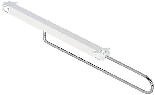 Gedotec Metall Kleiderbügelhalter ausziehbar Kleiderbügel-Auszug für Unterboden & Fachboden - Comfort | Garderoben-Auszug 300 mm | Stahl weiß - verchromt | 1 Stück - Garderoben-Halter Kleider-Schrank