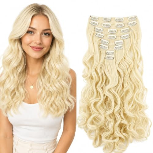CAISHA XXL 8er CLIP IN EXTENSIONS Haarteil Hellblond CES203-1