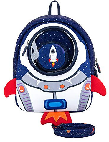 JiePai Toddler Rocket Backpack Leash Anti-lost Waterproof 3D Cartoon Kids Backpack