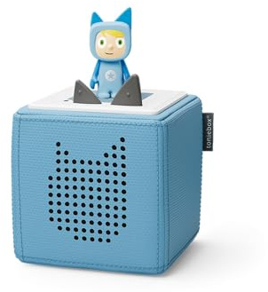 tonies Toniebox Starter Set inkl. 1 Kreativ Figur – Audioplayer für Hörbücher und Lieder für Kinder, einfach zu bedienende kabellose Musikbox BZW. Lautsprecher, 7 Std. Akku, Blau