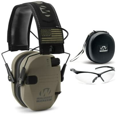 Walker's Razor Slim Electronic Muffs Bundle - Choose Your Color (American Patriot, FDE Flat Dark Earth Tan) - Unisex Adults - Outdoor Enthusiasts, Young Adults