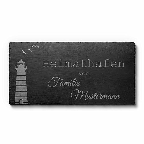 Schiefer Türschilder mit Gravur | Namensschild Briefkastenschild selbstklebend/blank Klingelschild mit mehr als 80 Motive | Größe 40x20 cm