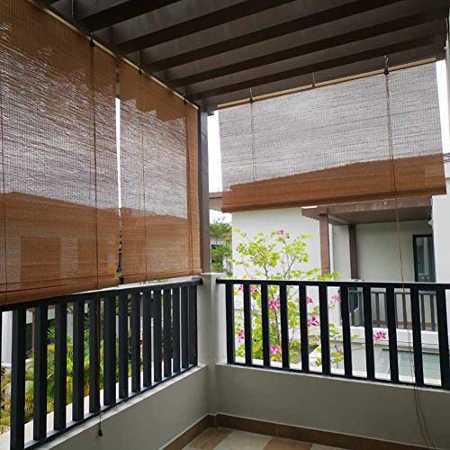 Refue Tapparella bambù Carrucola, Tenda a Rullo,Tenda Bamboo, molta Luce, per finestre da Interno, Esterno, Balcone, Cucina, Personalizzabile