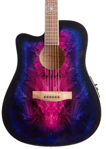 Lindo Elektroakustische Gitarre für Linkshänder, Schwalbe, Vorverstärker, digitaler Tuner/EQ und gepolsterter Gigbag