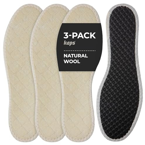 Kaps Lana e Alluminio Suole per Scarpe Invernali, Inserti per Scarpe Isolanti Elimina Odore per Scarpe e Stivali da Uomo e Donna, Suole Alu Tech, Calde e Comode, Pacco da 3 Paia (37 EUR / 4 UK Women)