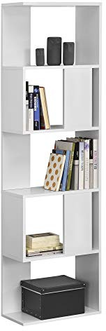 [en.casa] Bücherregal Aneby 159x45x24cm Standregal mit 5 Ablageflächen Regal Weiß
